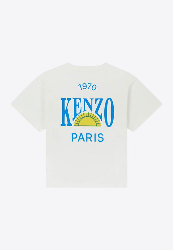 Kenzo Kids Boys Logo Print Crewneck T-shirt K61147/117_OFF-WHITE
