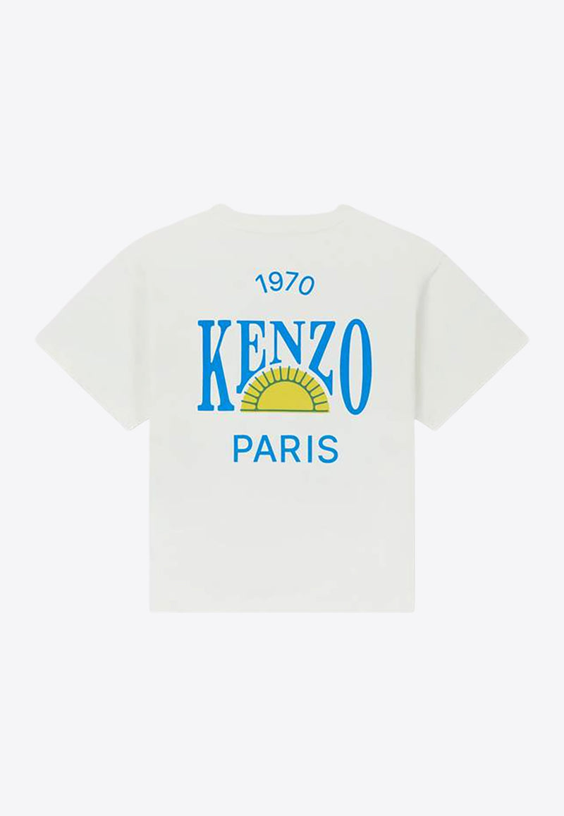 Kenzo Kids Boys Logo Print Crewneck T-shirt K61147/117_OFF-WHITE