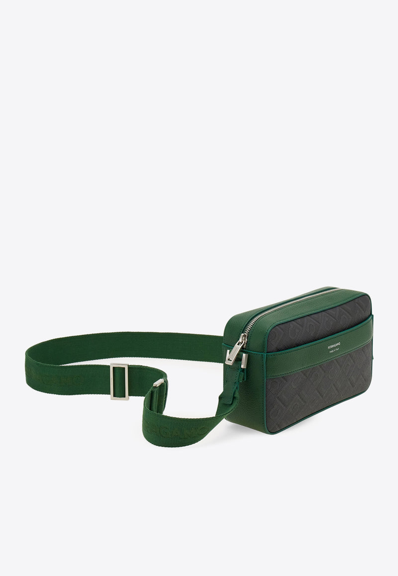 Ferragamo Gancini Monogram Jacquard Messenger Bag Black 241658 ALL OVER 779692 NERO GRI