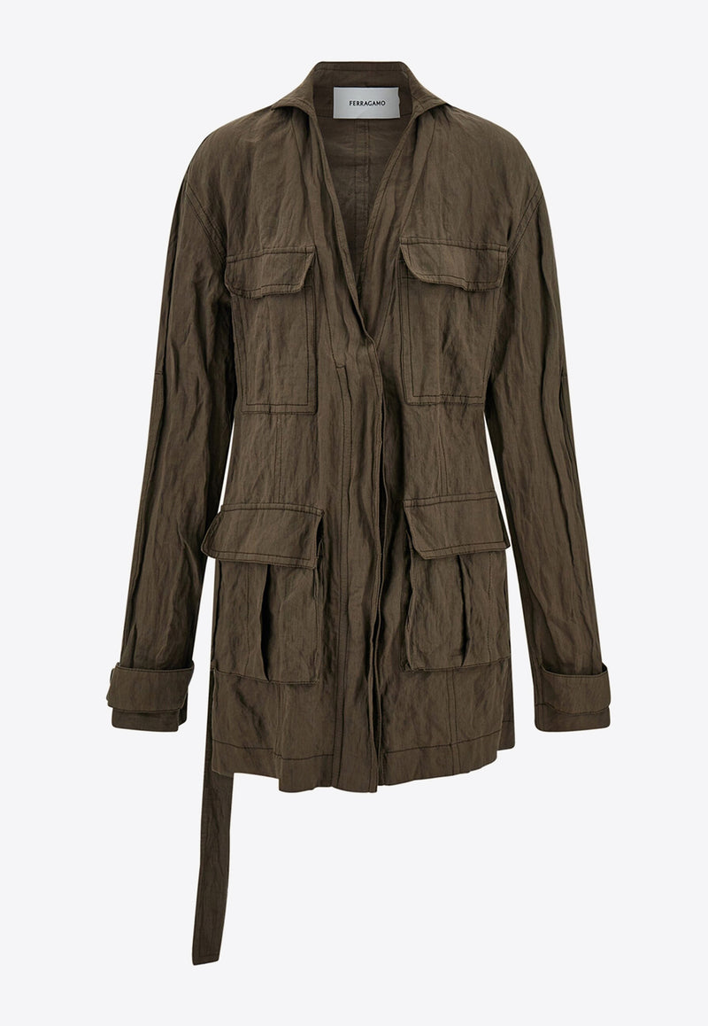 Ferragamo Sahara Belted Field Jacket Brown 13G998 B 782567 CONCRETE