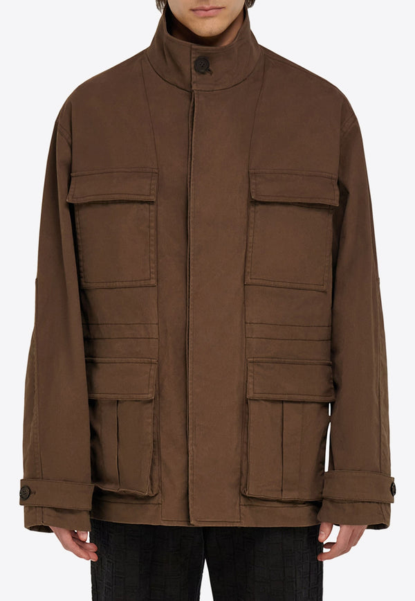 Ferragamo Saharan Oversized Field Jacket Brown 144396 T 782553 CONCRETE