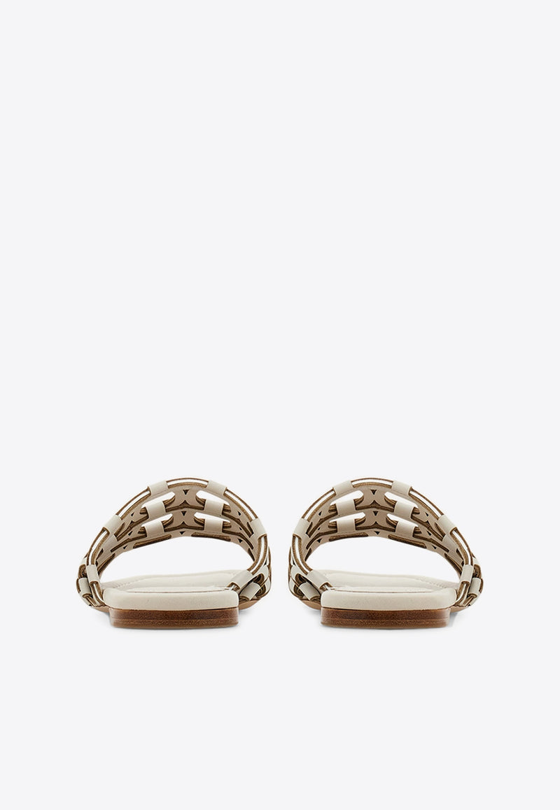 Ferragamo Erne Gancini Leather Slides 01J840 ERNE 782502 DOHA PUMICE Cream