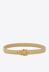 Ferragamo Double Gancini Leather Belt Beige 230346 DONNA H 25 780416 STONE