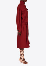 Ferragamo Duster Convertible Coat 13G734 K 782563 COLLEGE RED Red