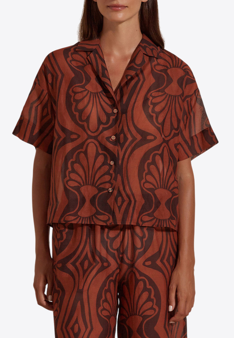 Dahlia Bianca Kasy Printed Boxy Shirt Brown DHB10107155-104_BROWN