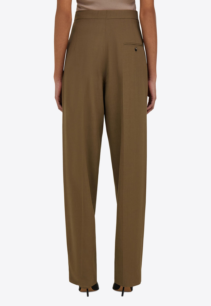 Ferragamo Tailored Straight-Leg Pants Green 13G870 P 782662 LEAD GREEN