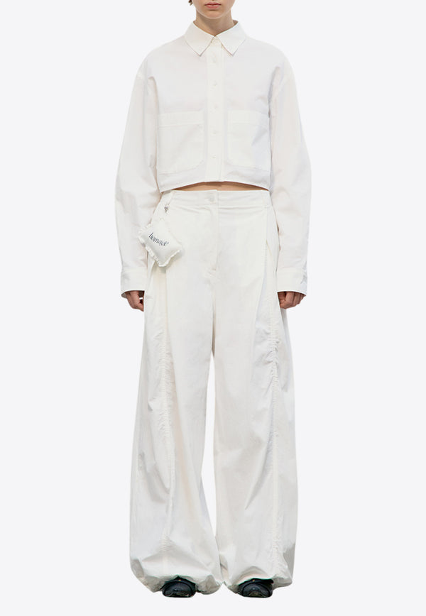 LOW CLASSIC Long-Sleeved Cropped Shirt White LW251SH04WH_WHITE