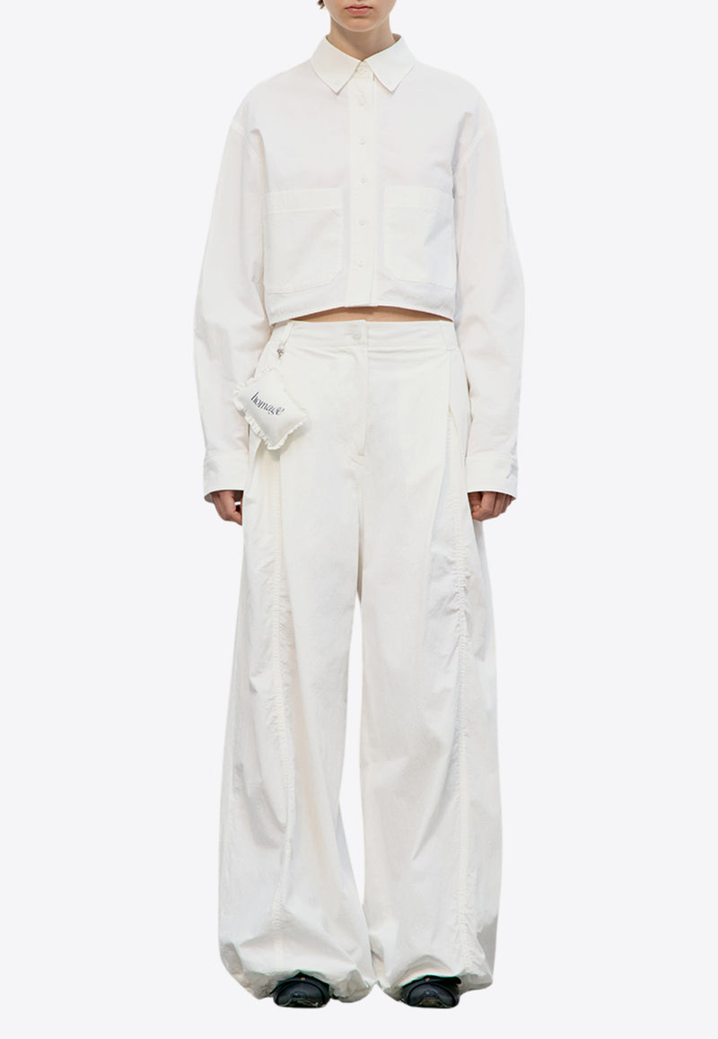 LOW CLASSIC Long-Sleeved Cropped Shirt White LW251SH04WH_WHITE