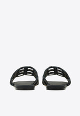 Ferragamo Erne Gancini Leather Slides 01J840 ERNE 782514 DOHA NERO Black