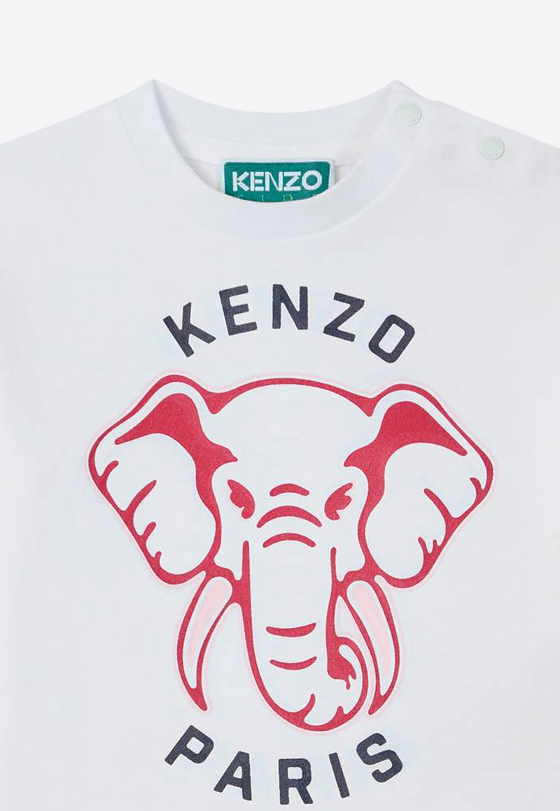 Kenzo Kids Baby Boys Elephant Print T-shirt White K60953/10P_WHITE
