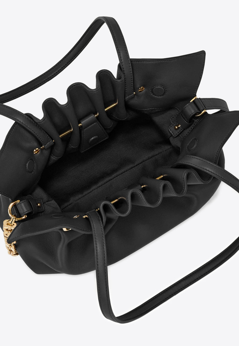 Ferragamo Small Pleated Nappa Leather Shoulder Bag Black 219959 SOFT SH S 783294 NERO