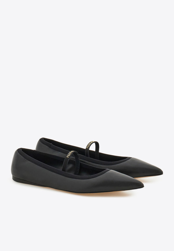 Ferragamo Carice Ankle Ribbon Ballet Flats 01K219 CARICE 782673 NERO Black