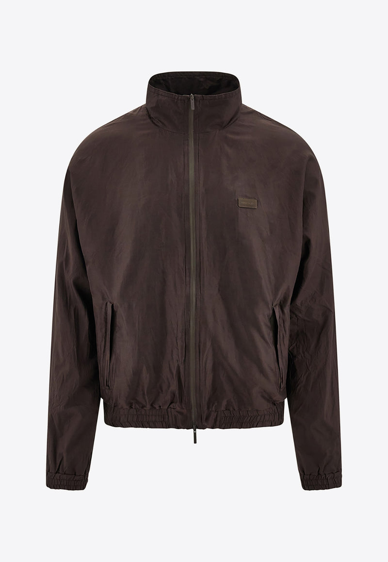 Ferragamo Logo Patch Zip-Up Jacket Brown 144447 B 782926 DARK EXPRESSO