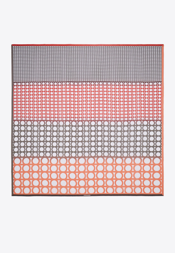 Ferragamo Dégradé Gancini Silk Shawl Multicolor 320995 SL GANPIATTO 783668 ROSSO/NERO