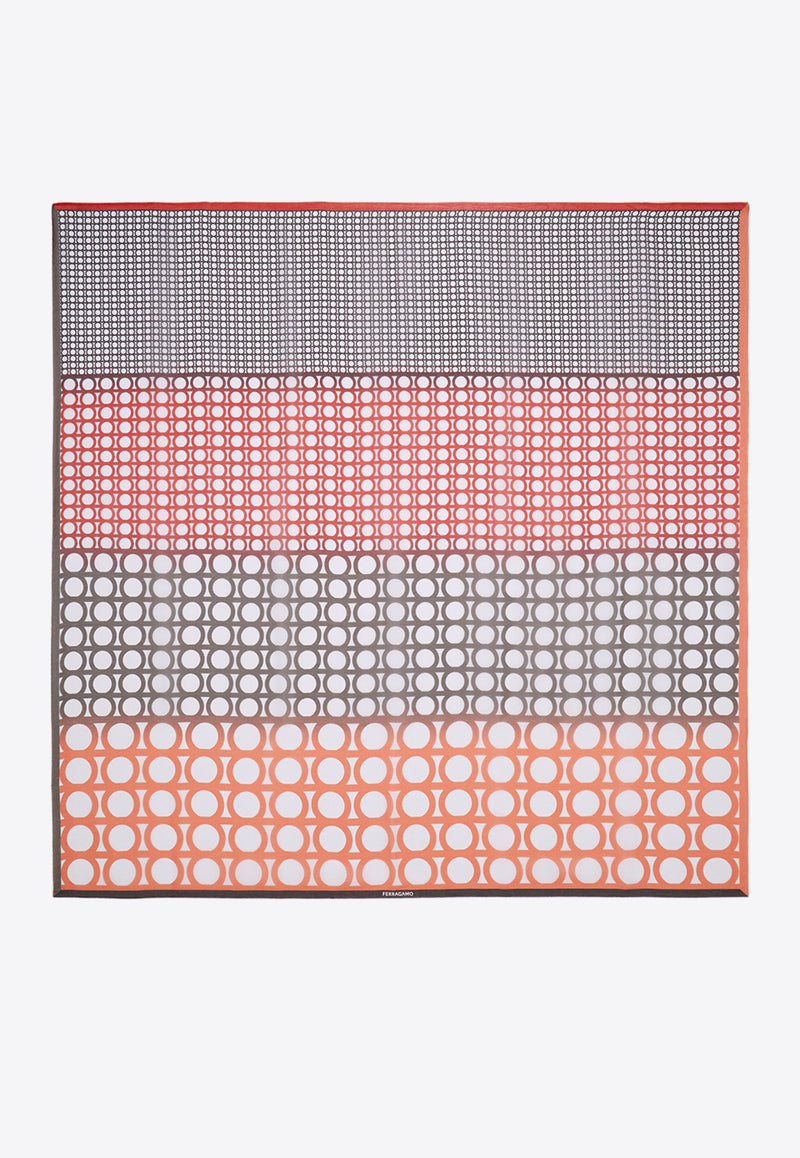 Ferragamo Dégradé Gancini Silk Shawl Multicolor 320995 SL GANPIATTO 783668 ROSSO/NERO