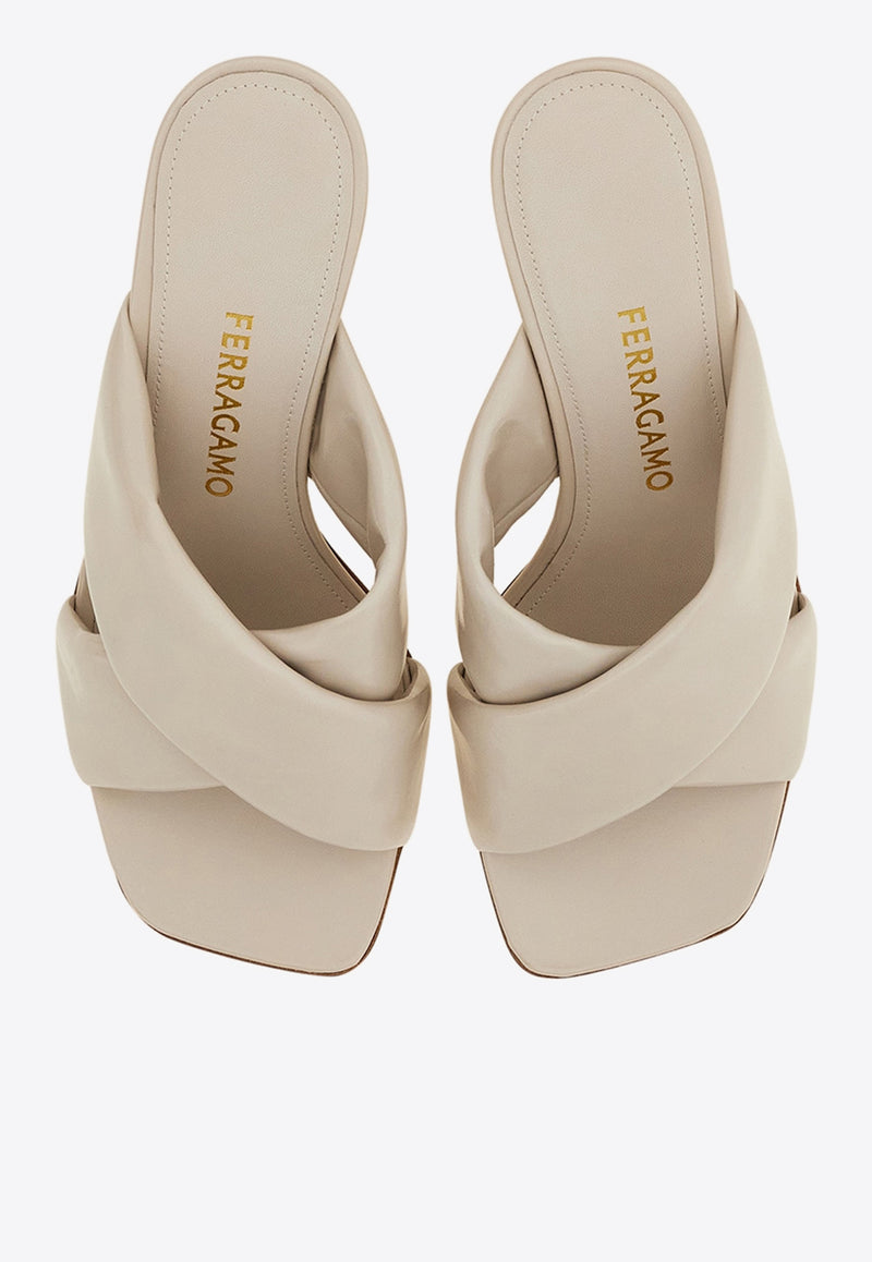 Ferragamo Zilda 70 Gancini Leather Sandals 01J962 ZILDA 70 782452 PUMICE Cream