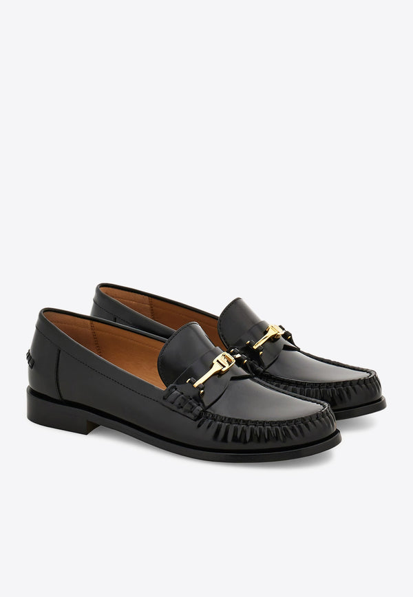 Ferragamo Harry F-Buckle Leather Loafers 01J656 HARRY 781010 NERO Black