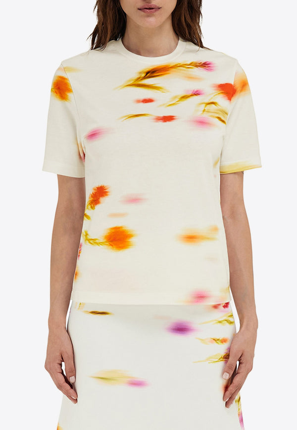 Ferragamo Blossom Print Short-Sleeved T-shirt 112994 H 781284 MASCARP/NEWRED/CHERPINK Multicolor