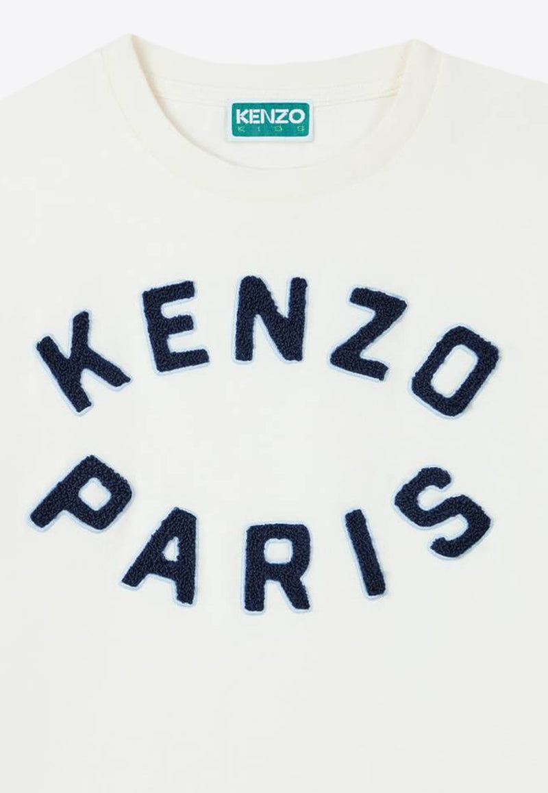 Kenzo Kids Boys Logo Embroidered T-shirt K61163/117_OFF-WHITE