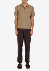 Ferragamo Logo Short-Sleeved Polo T-shirt 122709 H 782780 SAFARI Brown