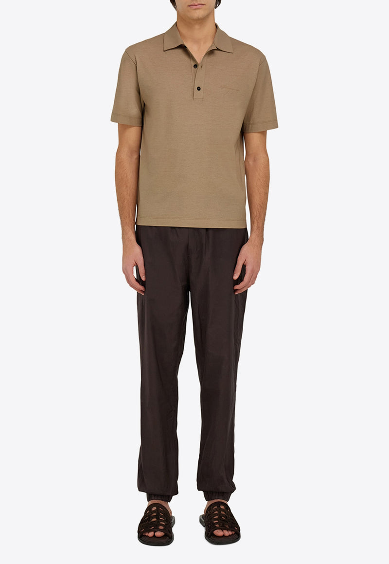 Ferragamo Logo Short-Sleeved Polo T-shirt 122709 H 782780 SAFARI Brown