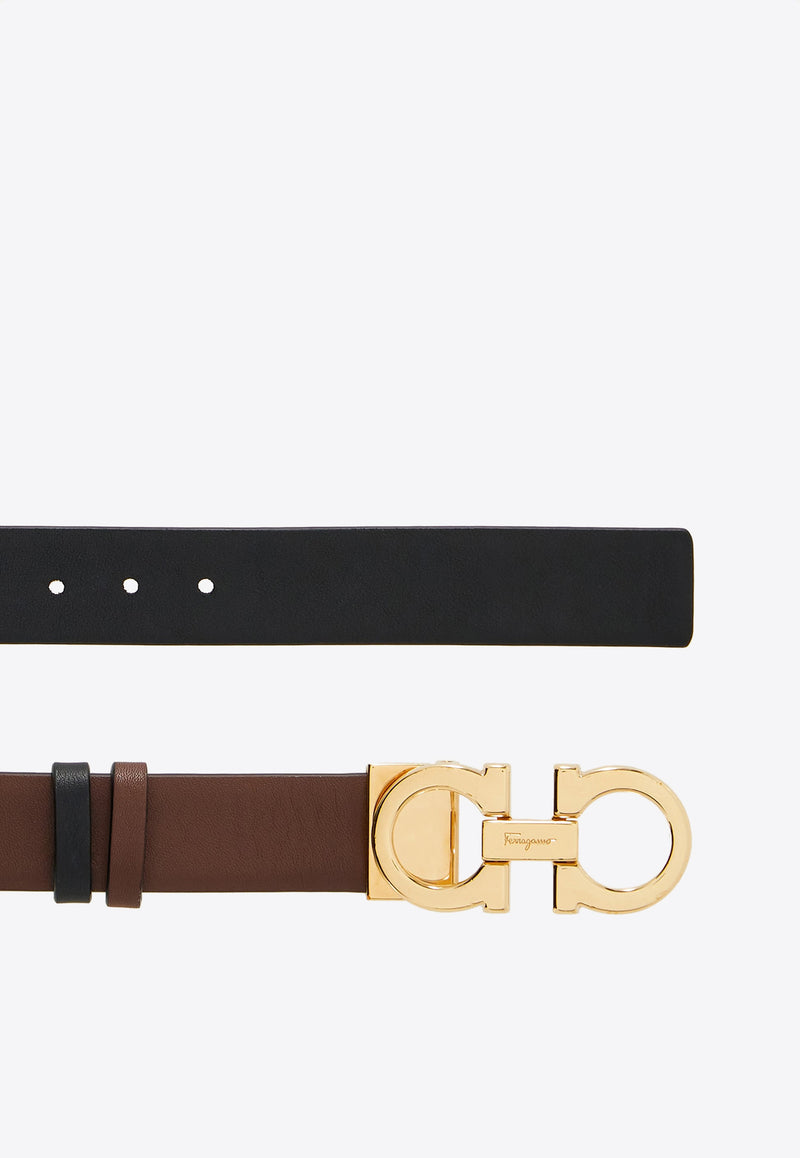 Ferragamo Gancini Reversible Leather Belt Brown 23A565 DONNA H 25 764024 COCOA BROWN