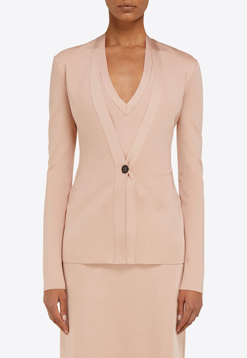 Ferragamo V-neck Knit Cardigan 113383 T 783157 DARK BALLET Pink