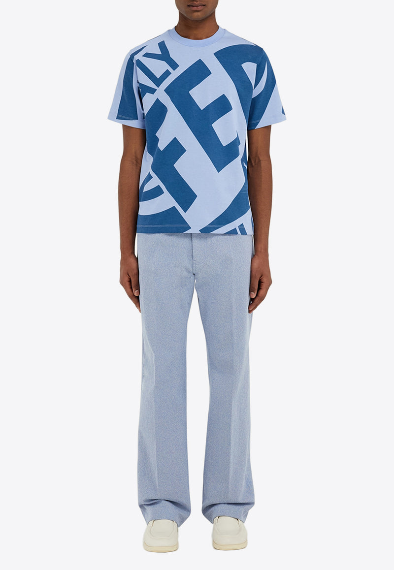 Ferragamo Graphic Print Short-Sleeved T-shirt 122423 H 781244 OXFORDBLUE/TEALBLUE Blue
