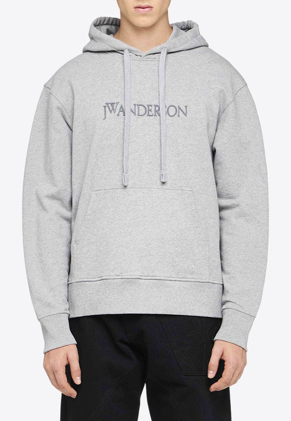 JW Anderson Logo Embroidered Drawstring Hoodie Gray JW0214PG1632907_GREY