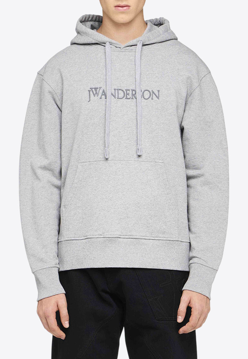 JW Anderson Logo Embroidered Drawstring Hoodie Gray JW0214PG1632907_GREY