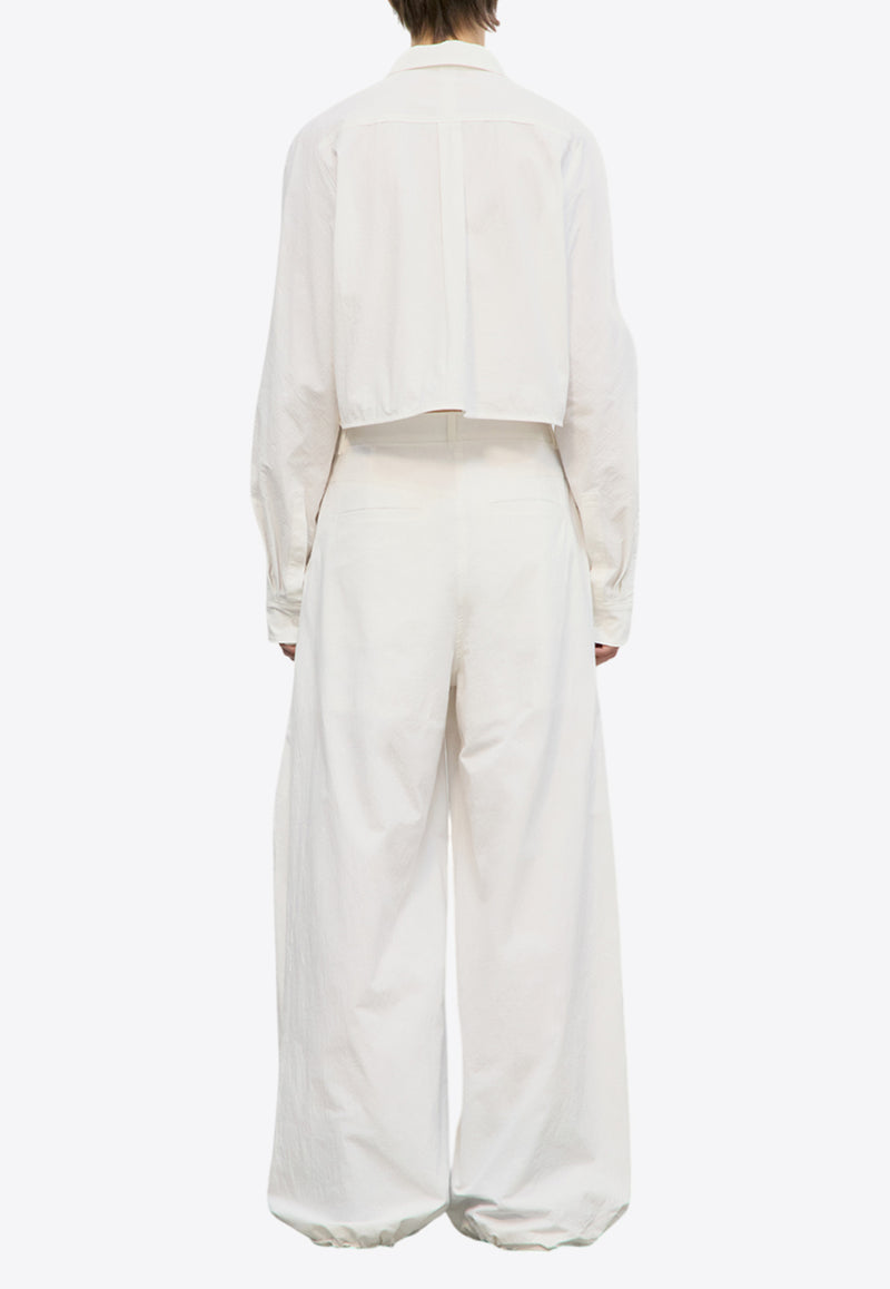 LOW CLASSIC Long-Sleeved Cropped Shirt White LW251SH04WH_WHITE