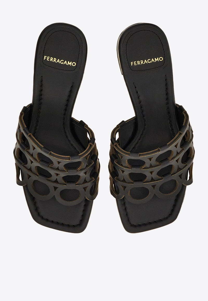 Ferragamo Erne 55 Leather Sandals 01J959 ERNE 55 782527 DOHA NERO Black