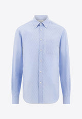 Ferragamo Monogram Jacquard Button-Up Shirt Light Blue 144352 C 780414 OXFORD BLUE