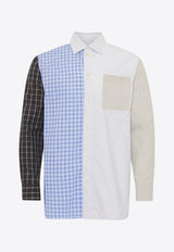 JW Anderson Patchwork Long-Sleeved Checked Shirt Multicolor SH0350PG1689899_BLUE MULTI