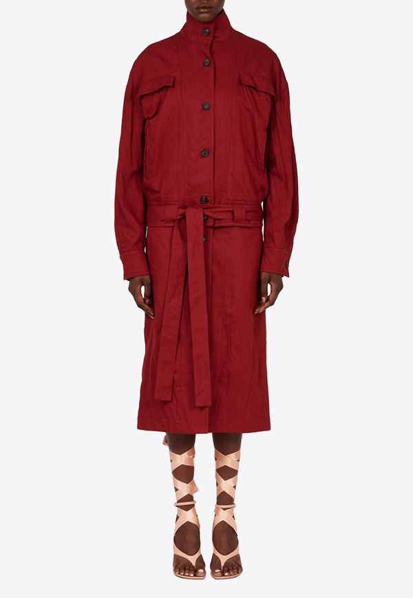 Ferragamo Duster Convertible Coat 13G734 K 782563 COLLEGE RED Red