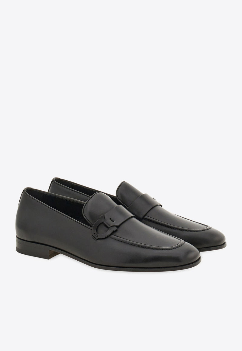 Ferragamo Bonny Gancini Leather Loafers 029917 BONNY 782415 NERO Black