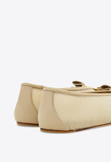 Ferragamo Vanna Vara Bow Ballet Flats 01J965 VANNA MESH 782205 STONE Beige