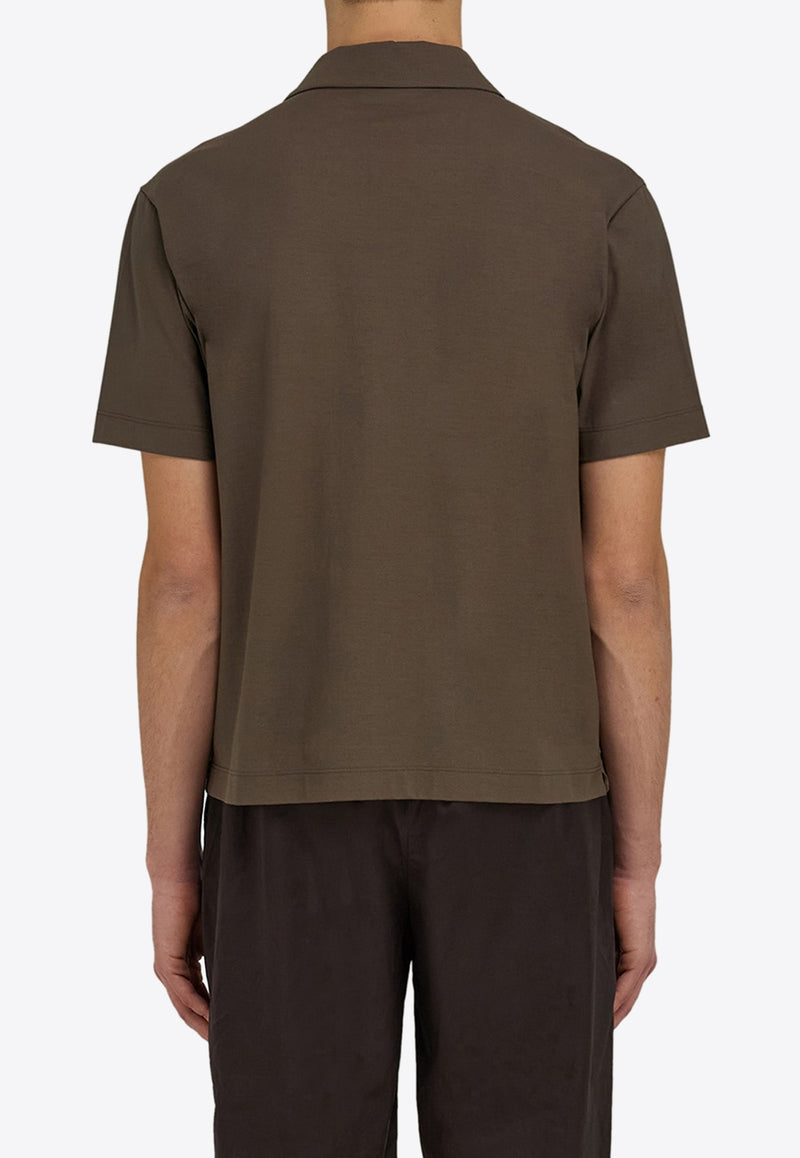 Ferragamo Logo Short-Sleeved Polo T-shirt 122709 H 782781 CONCRETE Brown