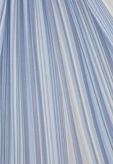 Ferragamo Stripe Pattern Scarf Light Blue 520136 ST TWILIGHT 783401 LIGHTGREY/DARKGREY