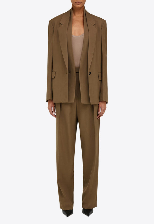 Ferragamo Tailored Straight-Leg Pants Green 13G870 P 782662 LEAD GREEN