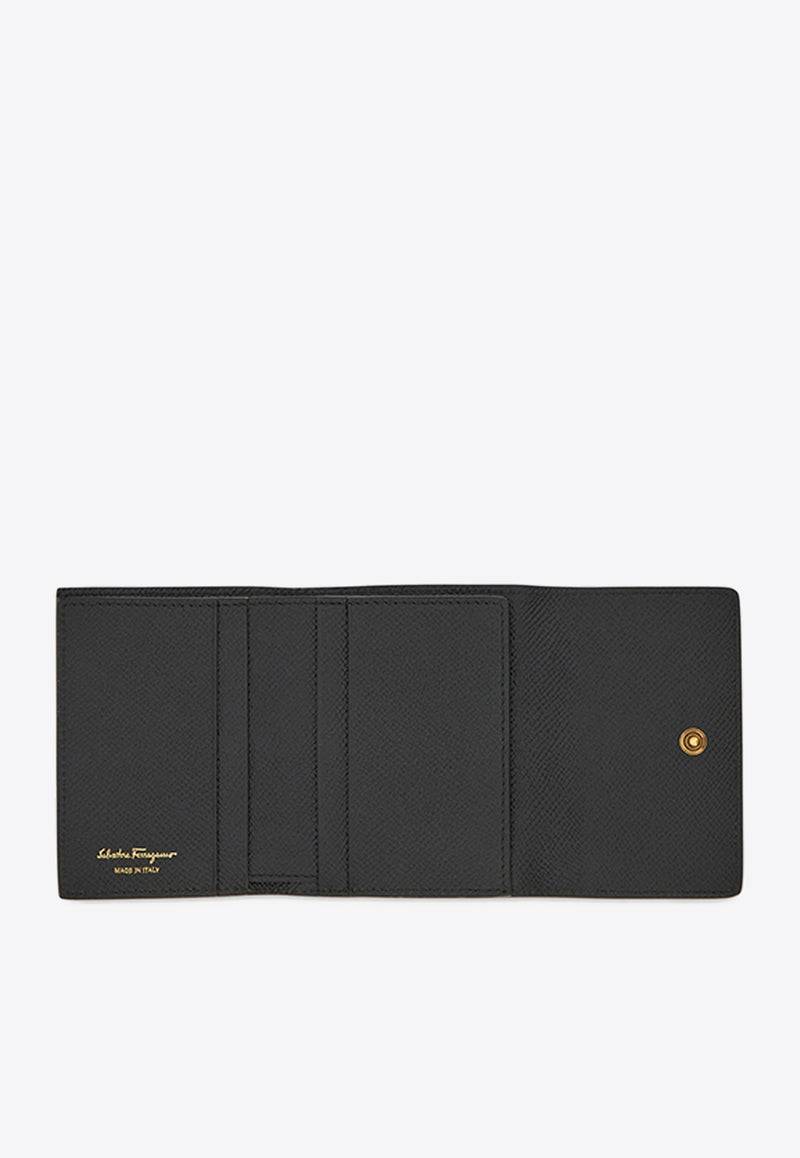 Ferragamo Gancini Tri-Fold Leather Wallet Black 220862 TRIFOLD 779894 NERO