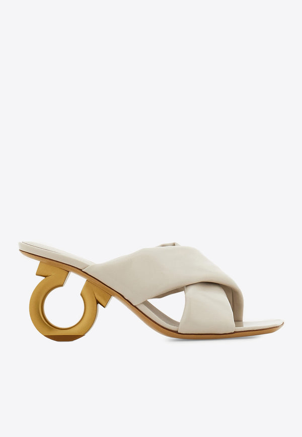 Ferragamo Zilda 70 Gancini Leather Sandals 01J962 ZILDA 70 782452 PUMICE Cream