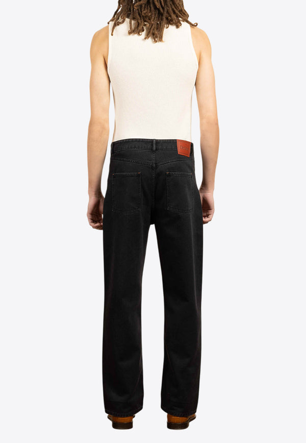 Drôle de Monsieur Straight-Leg Stitched Jeans Black F-BP164-CO187-BL_BLACK