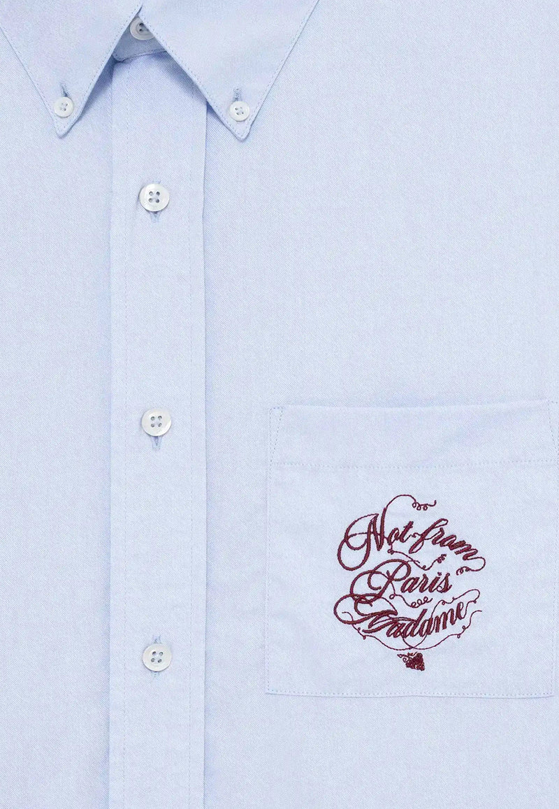 Drôle de Monsieur Slogan Vignes Print Long-Sleeved Shirt Light Blue F-SH199-CO116-LBE_LIGHT BLUE