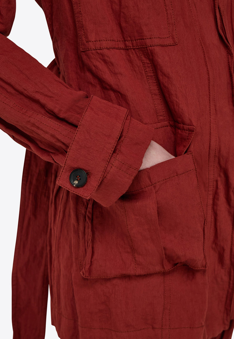 Ferragamo Sahara Belted Field Jacket Red 13G998 B 782568 COLLEGE RED