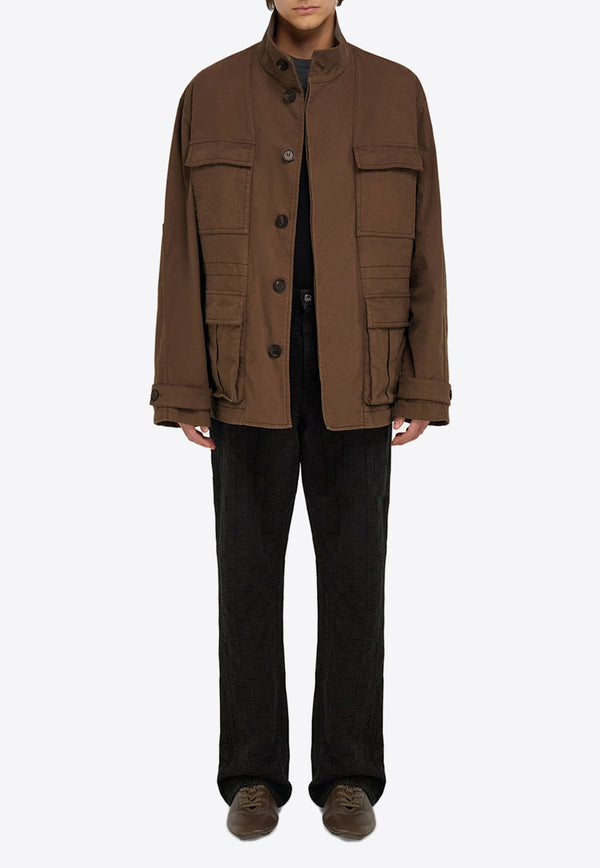 Ferragamo Saharan Oversized Field Jacket Brown 144396 T 782553 CONCRETE