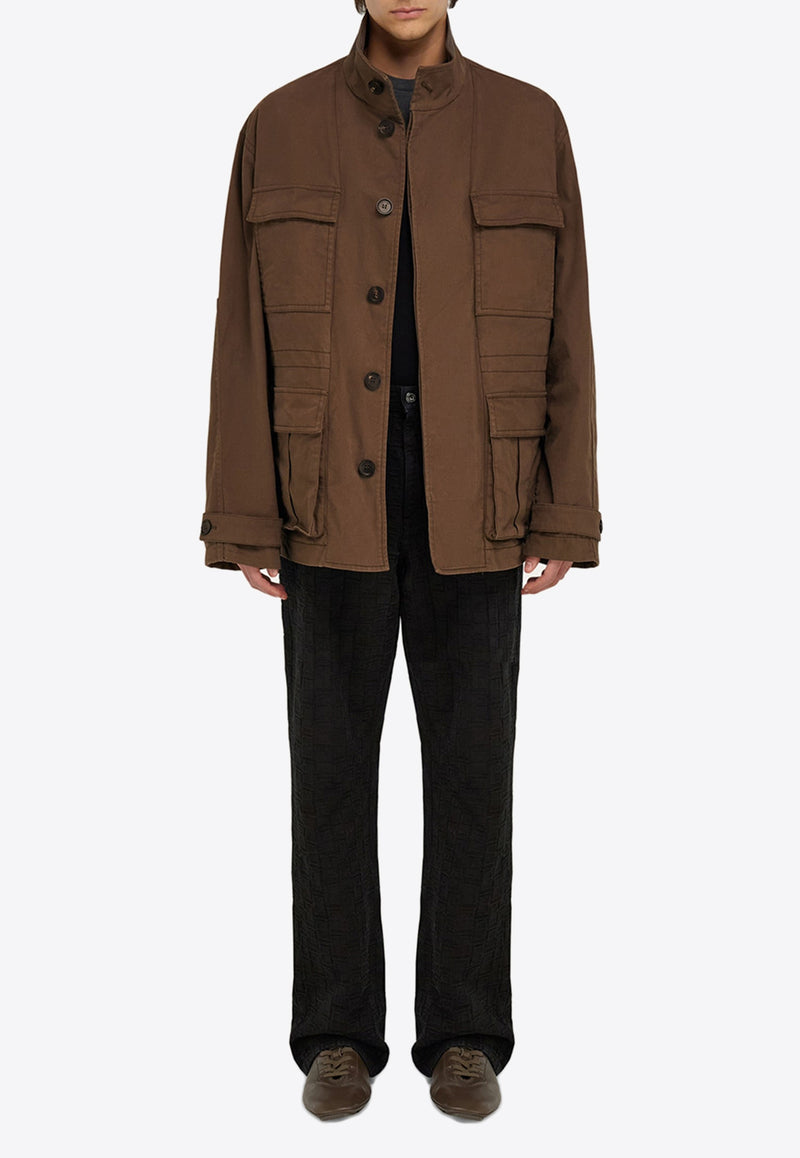 Ferragamo Saharan Oversized Field Jacket Brown 144396 T 782553 CONCRETE