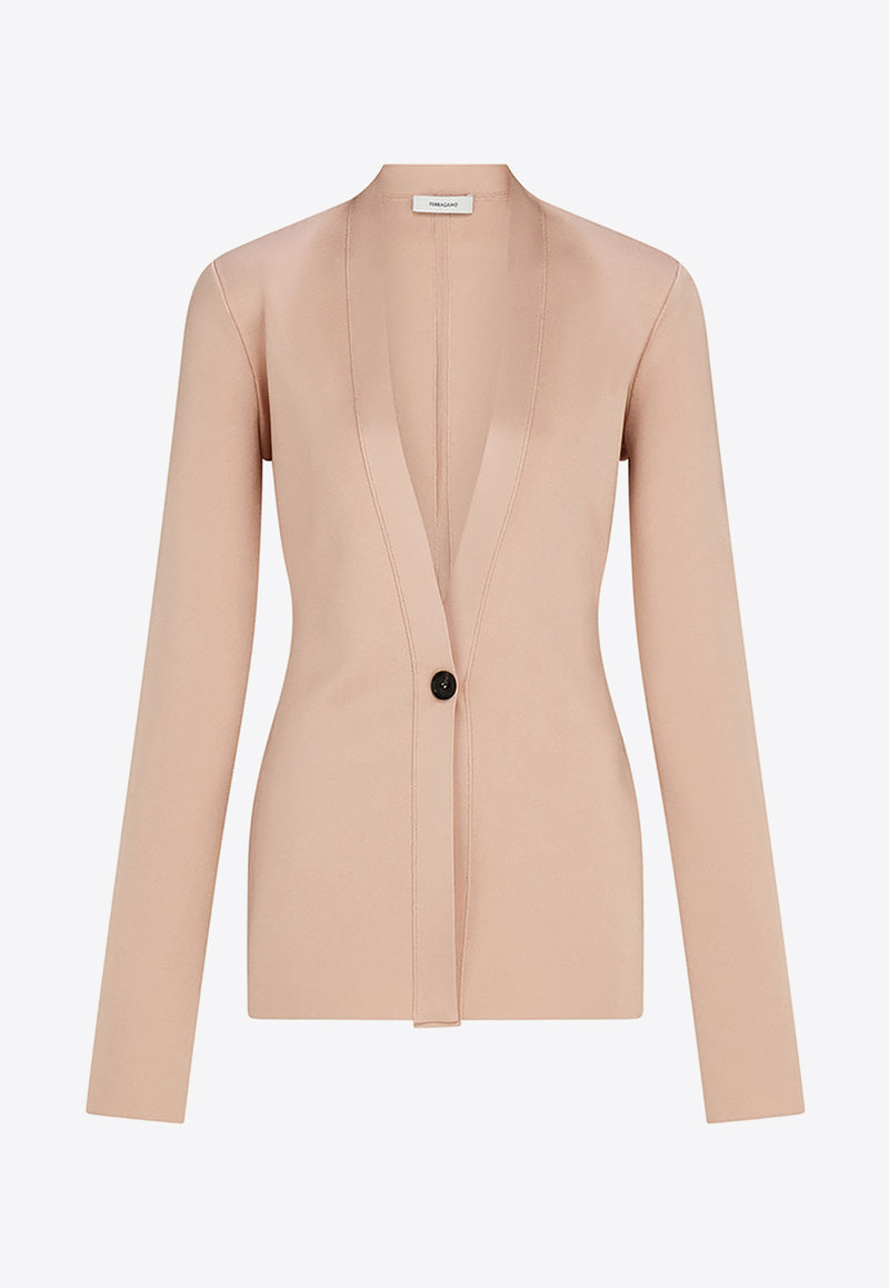 Ferragamo V-neck Knit Cardigan 113383 T 783157 DARK BALLET Pink