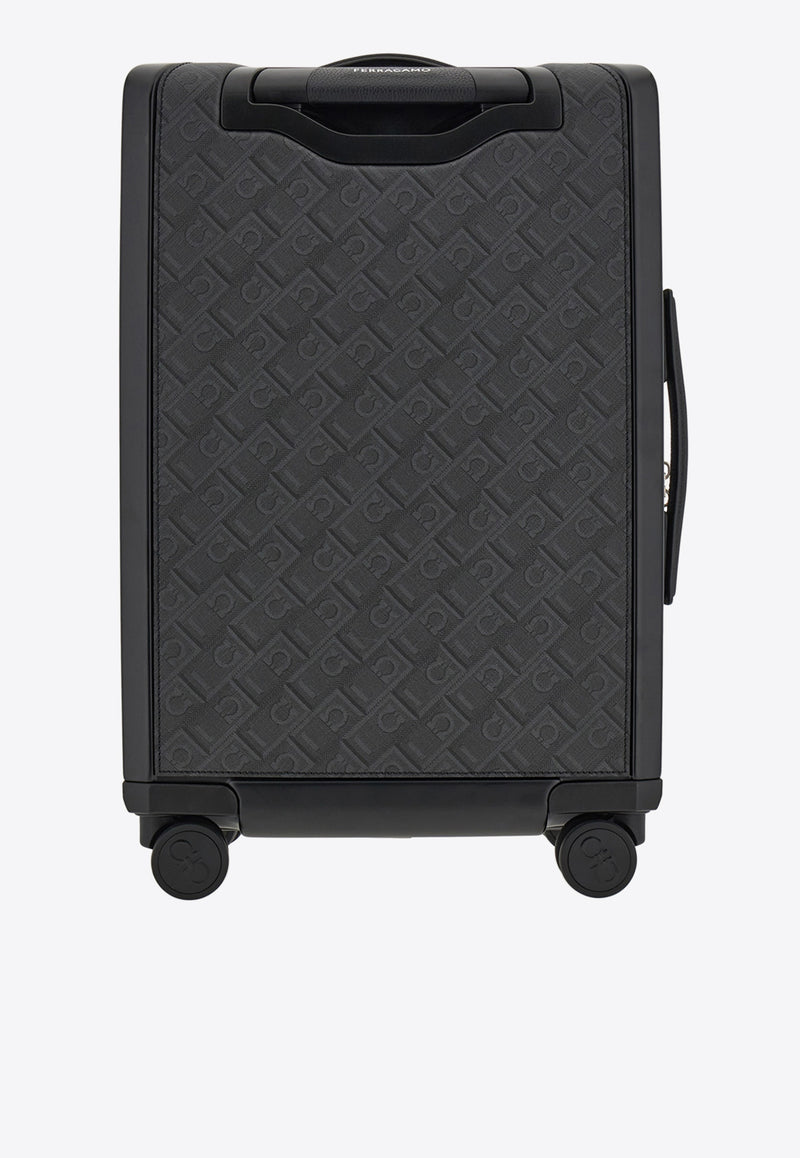 Ferragamo Monogram Jacquard Cabin Suitcase Black 241165 TRA EMB BLO 780515 NERO GRI
