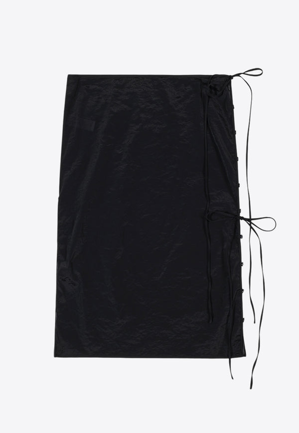 LOW CLASSIC See-Through Button Loop Midi Skirt Black LW251SK07BK_BLACK